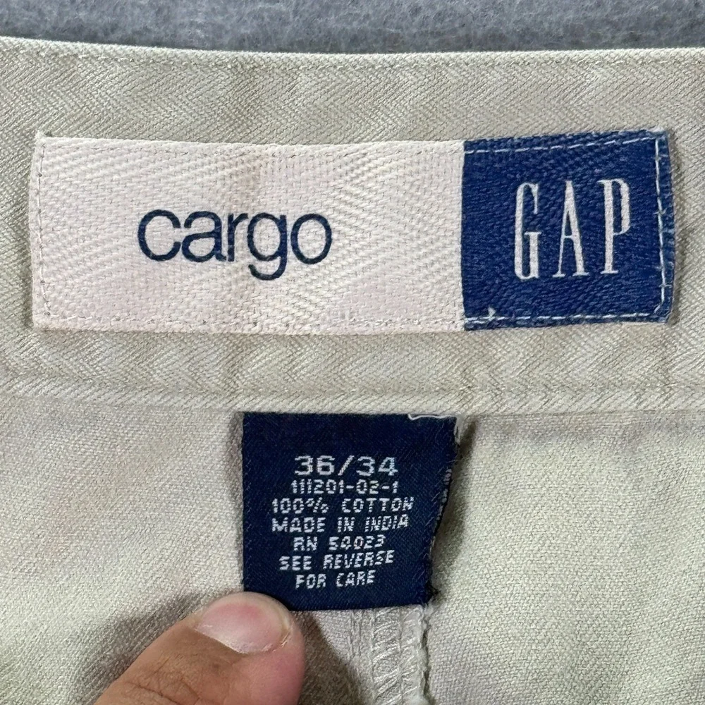 Vintage Gap Cargo Pants Men 36x30 Beige Straight Wide Leg Heavyweight Trendy 90s